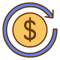 cash back refund business flat color vector illustration template design