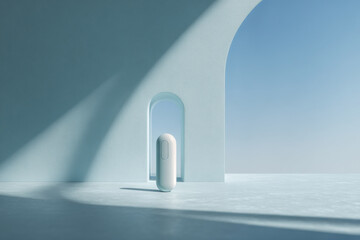 photorealistic ultraminimalist composition designed for modern website homepage featuring almost vacant space with