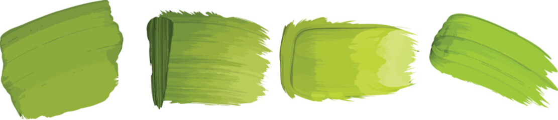 Cut Out Set of Vector Grunge Brush Stroke, Hand-Drawn Pistachio Green Color, Isolated on Transparent or White Background.