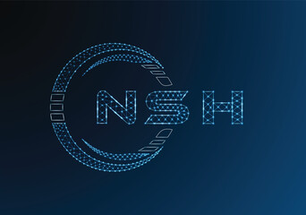 NSH low poly letter logo vector design. NSH lower poly logo design. Low poly logo.