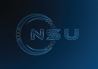 NSU low poly letter logo vector design. NSU lower poly logo design. Low poly logo.
