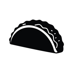 Stylized Taco Icon Featuring Filling, Illustrating Mexican Cuisine and Fast Food
