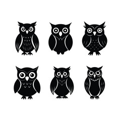Owl Silhouette Vector Set