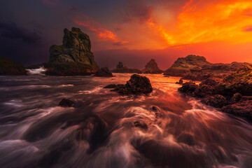 sunset on the beach at Pantai Tampah Lombok Indonesia
