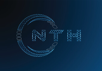 NTH low poly letter logo vector design. NTH lower poly logo design. Low poly logo.