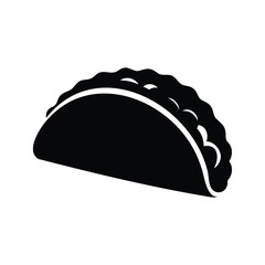 Black and White Taco Icon Illustrating Classic Mexican Cuisine Delights
