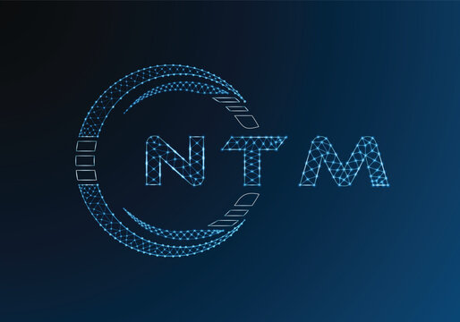 NTM low poly letter logo vector design. NTM lower poly logo design. Low poly logo.