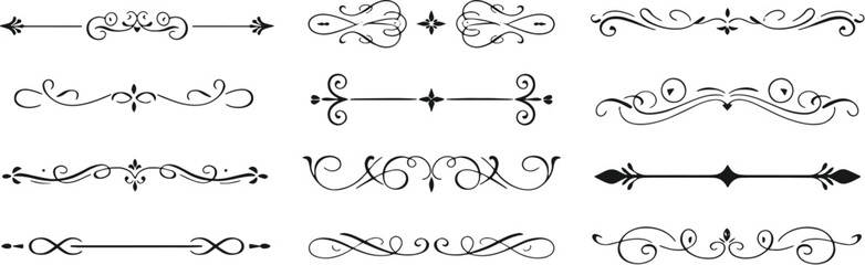 Elegant decorative dividers, ornate line separators, vintage flourish designs  vector