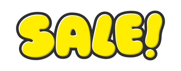 ポップなフォントの黄色い SALE! の文字 -太字で目立つセールのPOPや広告のテキスト素材