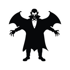 Silhouette of a menacing vampire with bat wings and sharp claws
