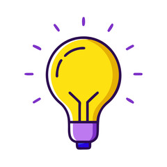 Minimalist Light Bulb Icon – Flat Idea and Innovation Symbol in Yellow and Purple