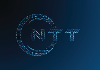 NTT low poly letter logo vector design. NTT lower poly logo design. Low poly logo.
