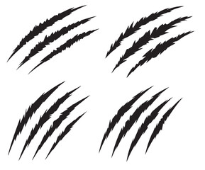 claw scratches, vector illustration on white background. animal claws scratching of cat, tiger, lion, bear. v2	
