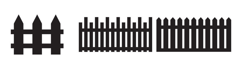 Set of black fence on white background.gate valve pipe Icons Collection – Multiple Vector Styles Icons
