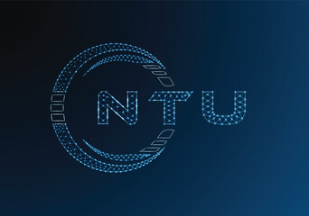 NTU low poly letter logo vector design. NTU lower poly logo design. Low poly logo.