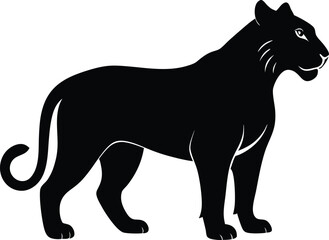 Tiger Icon Black Silhouette Vector Illustration, Tiger Silhouette Vector Icon on White Background