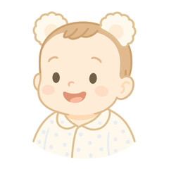 Obraz premium Cute Baby Boy Cartoon Avatar – Infant in Pajamas with Bear Ears