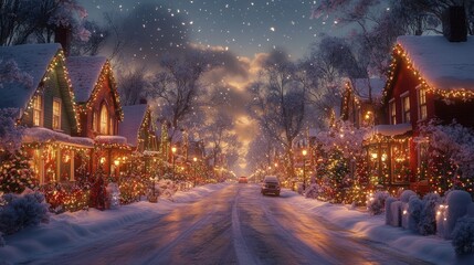 Cozy Christmas street scene