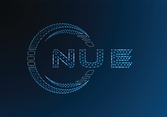 NUE low poly letter logo vector design. NUE lower poly logo design. Low poly logo.