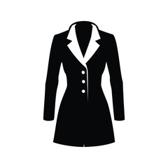 Black and white blazer dress with buttons, a classic silhouette design