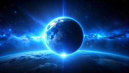 Earth in cosmos, vibrant glow