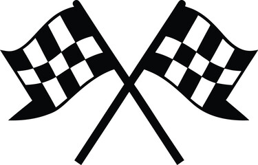 NASCAR Racing Flag Silhouette Set, Crossed Finish Flags, Motocross or Auto Racing Finish Line Flag Silhouette