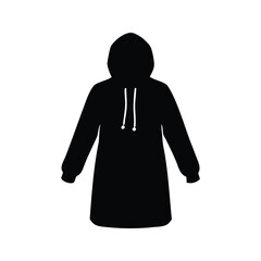 Silhouette of a Long Black Hoodie with Strings for Comfort and Style