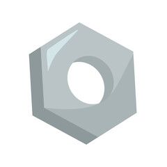 Fototapeta premium Hex nut steel vector clip art for machinery, engineering, and industrial themes