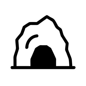 recommend clip art: Cave entrance icon illustration showcasing shadowy interior, rocky overhang, and low profile. Cave entrance suggests mystery and adventure.