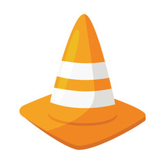 Orange traffic cone vector illustration for road safety and construction. Traffic cone clip art.