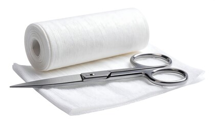 Medical supplies; roll of bandage, scissors, and gauze pad