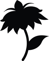 wilted flower silhouette. Dried rose isolated on white background. Realistic rose. Drawing with line art style. Dead flower Vector illustration