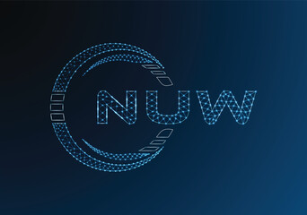 NUW low poly letter logo vector design. NUW lower poly logo design. Low poly logo.