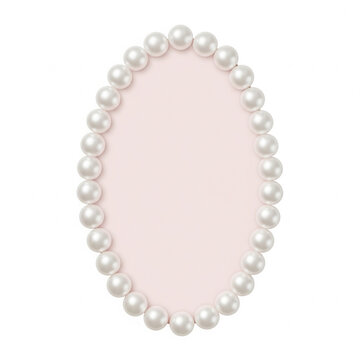 Minimalist Pearl Oval Frame &ndash; Elegant Blank Pink Label for Invitation or Note