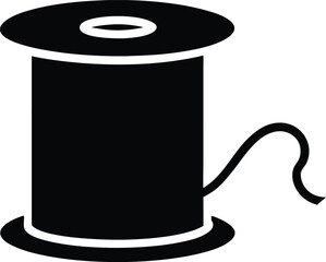 Roll of thread icon silhouette, Sewing Spool Silhouettes in black on a white background

