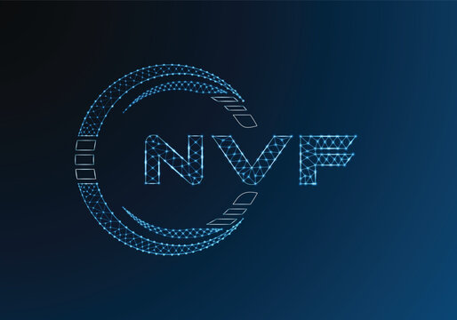 NVF low poly letter logo vector design. NVF lower poly logo design. Low poly logo.