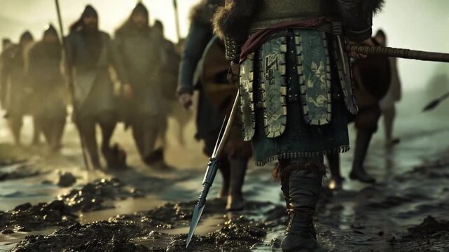 Viking Warriors vs Saxons muddy field brutal 4K Videos 