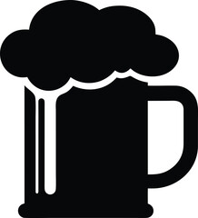 Beer glass icon black silhouette vector, beer mug icon silhouette vector illustration