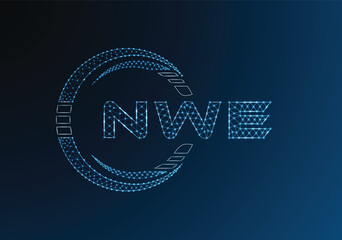 NWE low poly letter logo vector design. NWE lower poly logo design. Low poly logo.