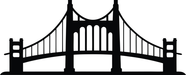 Iconic Silhouette Illustration of the Golden Gate Bridge. golden gate bridge silhouette vector design