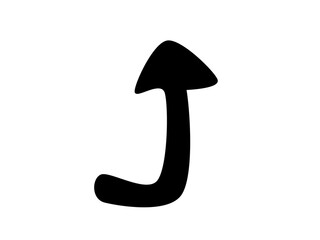 Black curved arrow pointing up