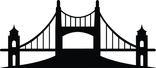 Iconic Silhouette Illustration of the Golden Gate Bridge. golden gate bridge silhouette vector design