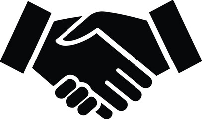 Hand shake icon logo design, Handshake of two men, businessman and worker. Historic handshake silhouette vector art illustration.