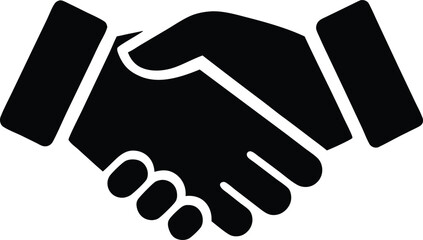 Hand shake icon logo design, Handshake of two men, businessman and worker. Historic handshake silhouette vector art illustration.