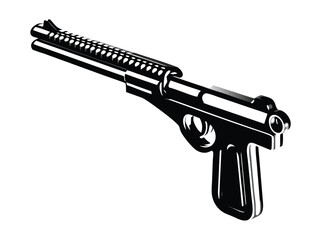 3d a black silhouette gun vetor simple gun icon