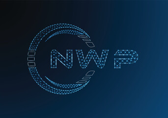 NWP low poly letter logo vector design. NWP lower poly logo design. Low poly logo.