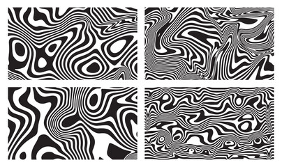 Modern Abstract Optical Illusion with Black and White Curved  Stripes Pattern Background