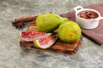 Tropical exotic green fig with cut