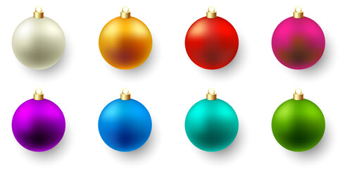 Color Christmas Baubles set isolated on white background.