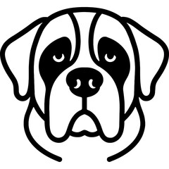 Saint bernard dog head front view outline icon vector